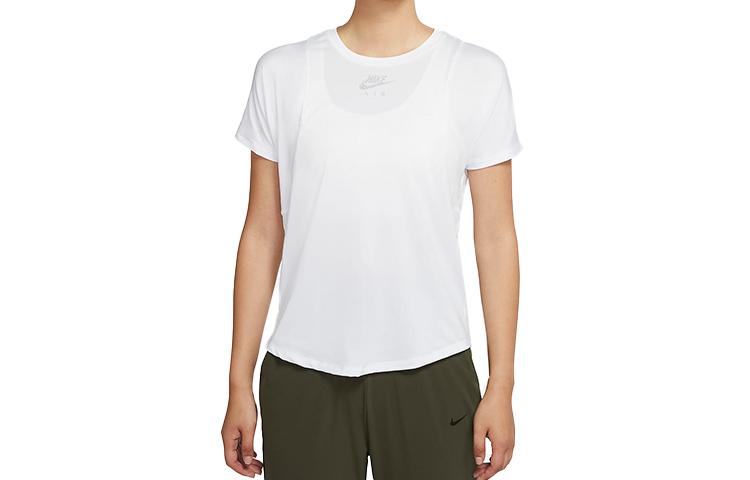 Nike T Shirts Women's White Crew Neck Moderate Straight Fit CU3330-100