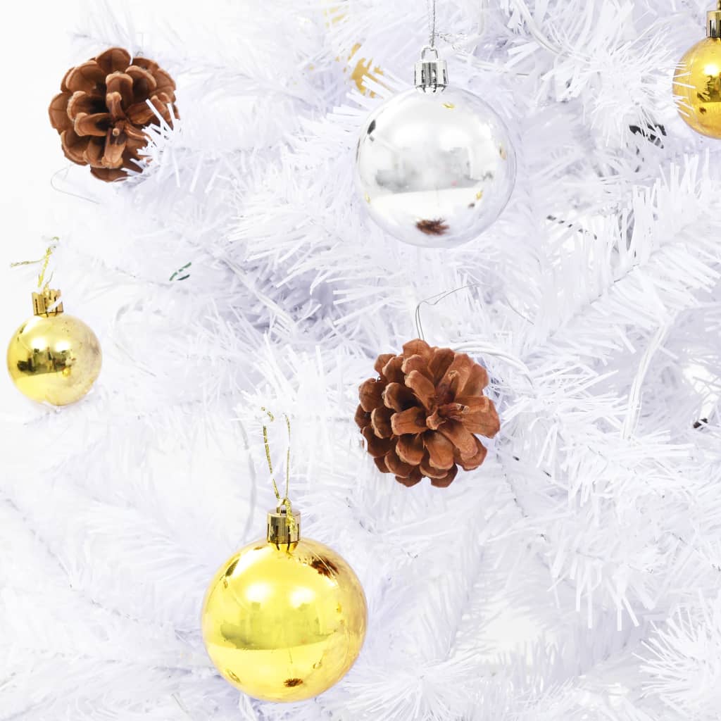Artificial Christmas Tree with Lights & Ornaments White 150 cm