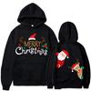 Women's Christmas Plush Long Sleeved Loose Fitting Pullover With Letter Print And Rope Hoodie