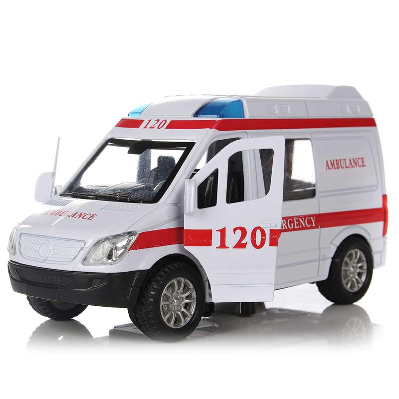1/32 игрушечный автомобиль из сплава, машины скорой помощи, мини-модель автомобиля скорой помощи, стимулирующая игрушечная машинка, игрушечный автомобиль из сплава, звук и свет, подарки для девочек для детей и мальчиков