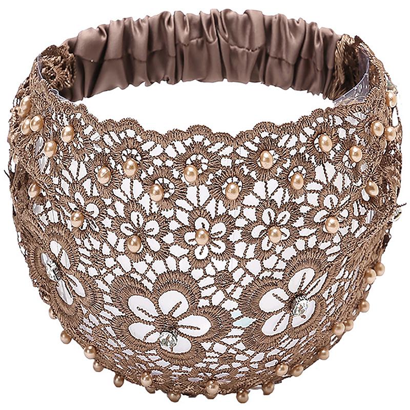 Spring Summer Vintage Glitter Sequin  Wide Brimmed Women's Half Hat Breathable Cover Hair Half Hat Hoop Headband French Fashion