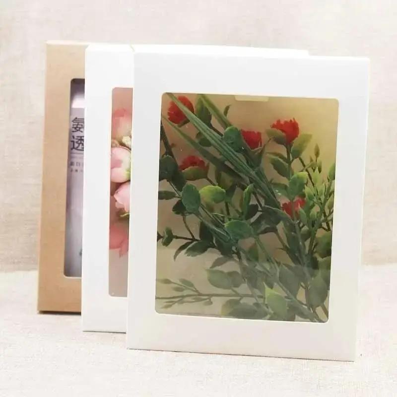 10 шт. Сделай сам Подарочная упаковочная коробка Свадебный сувенир Упаковочная коробка ПВХ Окно Открытие Крафт-бумага Выпечка Кондитерские коробки для хранения Оптом