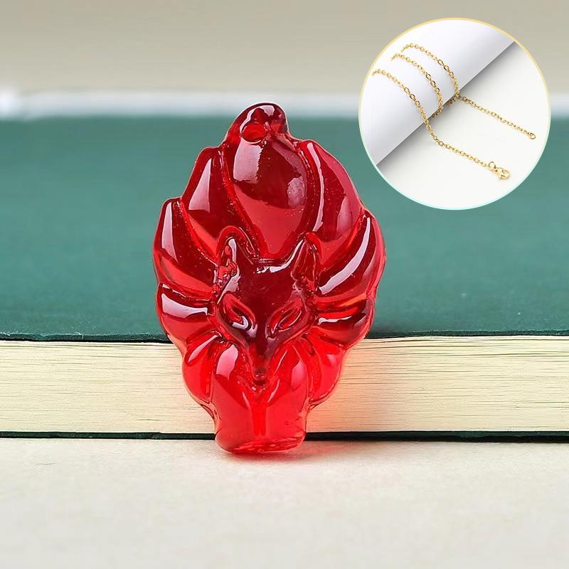 Ожерелье-цепочка с подвеской в ​​виде девятихвостой лисы, унисекс, китайское животное, ручная резная лиса, для мужчин и женщин, счастливый ювелирный подарок