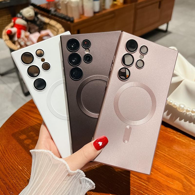 Роскошный чехол Magsafe с беспроводной зарядкой для Samsung Galaxy S24 S23 S22 S21 S20 Ultra FE Plus Note 10 20, мягкий чехол-бампер Magsafe