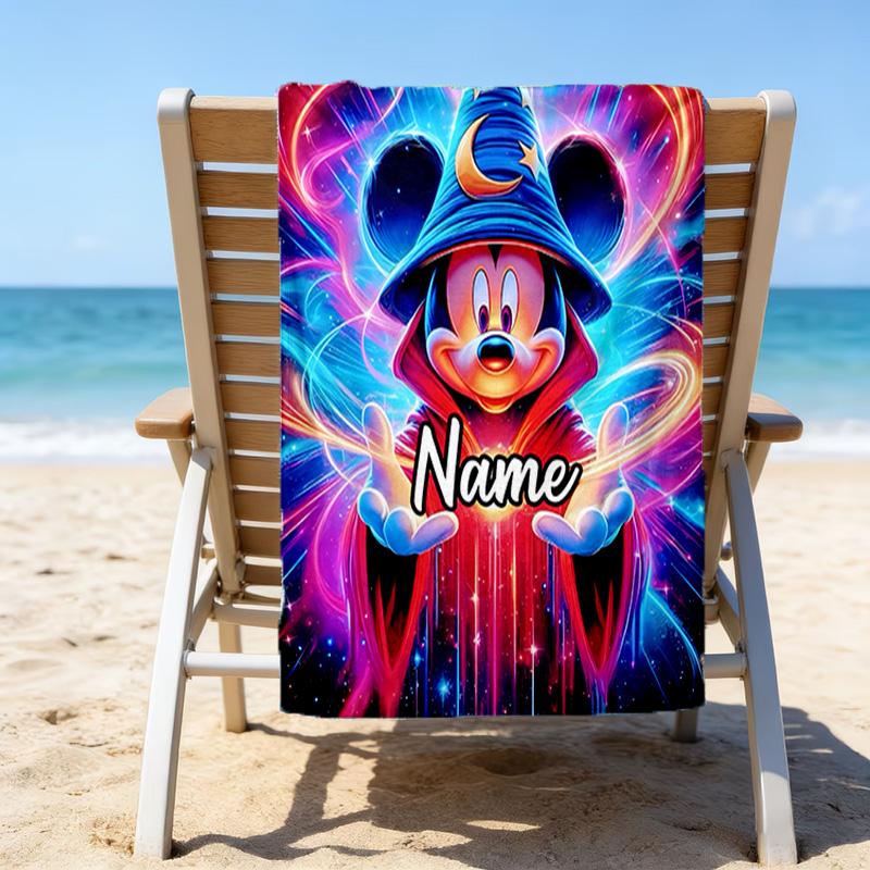 1pc Mickey13 Beach Towel with Custom Name, Beach/Swimming/Bath/Picnic/Camping Towel, Suitable for Seaside Beaches