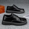 Мужская обувь весна 2025 новая корейская версия повседневная кожаная обувь мужская британская классическая черная рабочая обувь большого размера