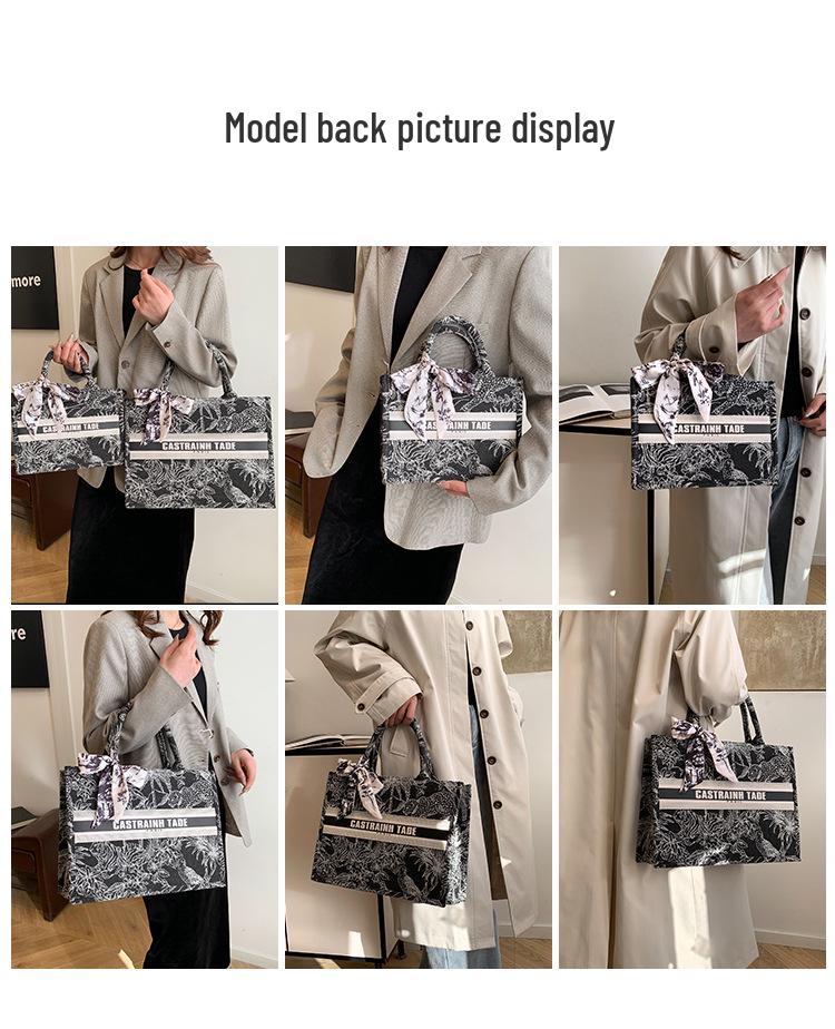 Женская модная сумка-тоут с принтом и шелковым платком – Вместительная, универсальная сумка для поездок на работу