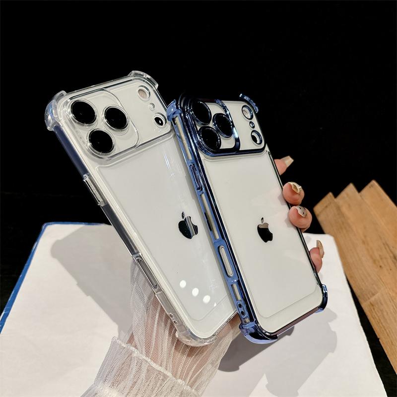 Роскошные Прозрачные Ударопрочные Чехлы с Покрытием для Apple iPhone 17 Air 16 15 14 Plus 13 12 11 Pro Max X XR XS Max Мягкая Крышка