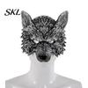 Wolf Costume Mask 3D Head Mask, High Elastic Lightweight Comfortable Werewolf Realistic with Adjustable Strap for Halloween Cosplay Party Photo Props