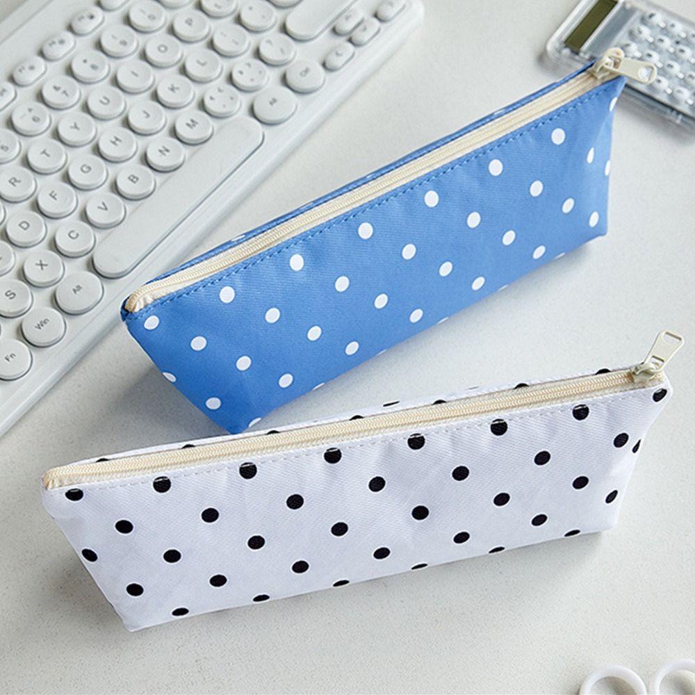 Polka Dot Pen Bags Large Capacity Stationery Bag New Makeup Pouch Office Supplies