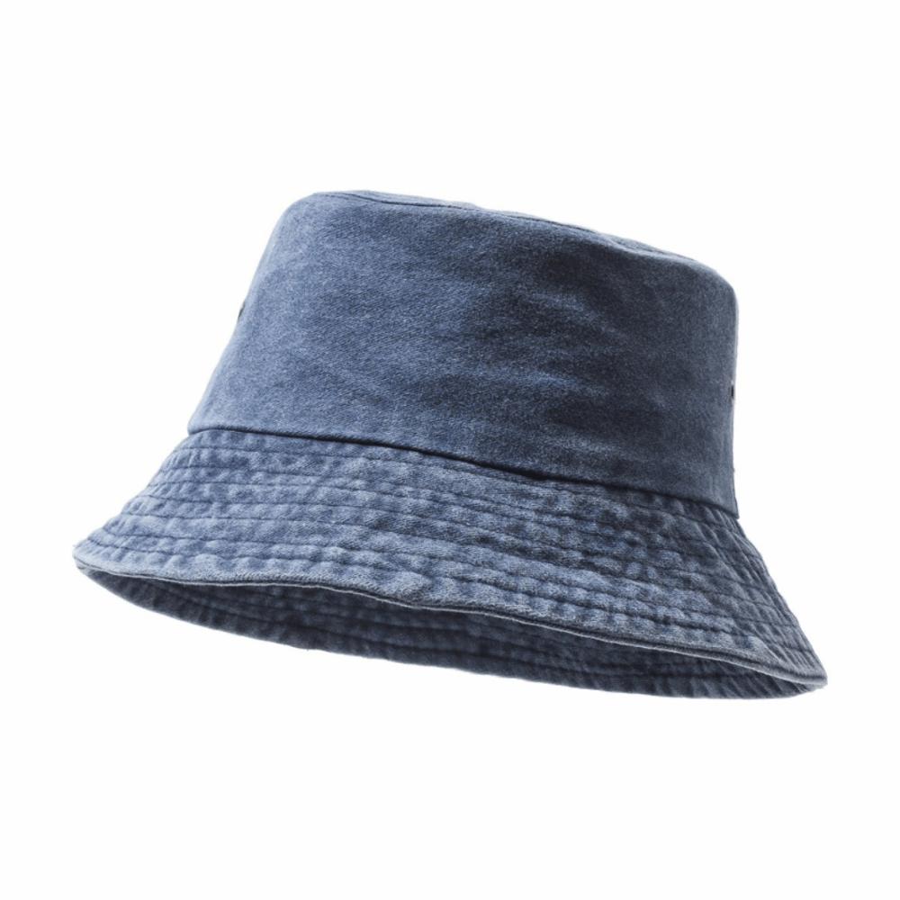 Hip Hop Solid Color Bucket Hat Wide Edge Washed Denim Fisherman Hat Foldable Thin Boonie Hat Summer Season
