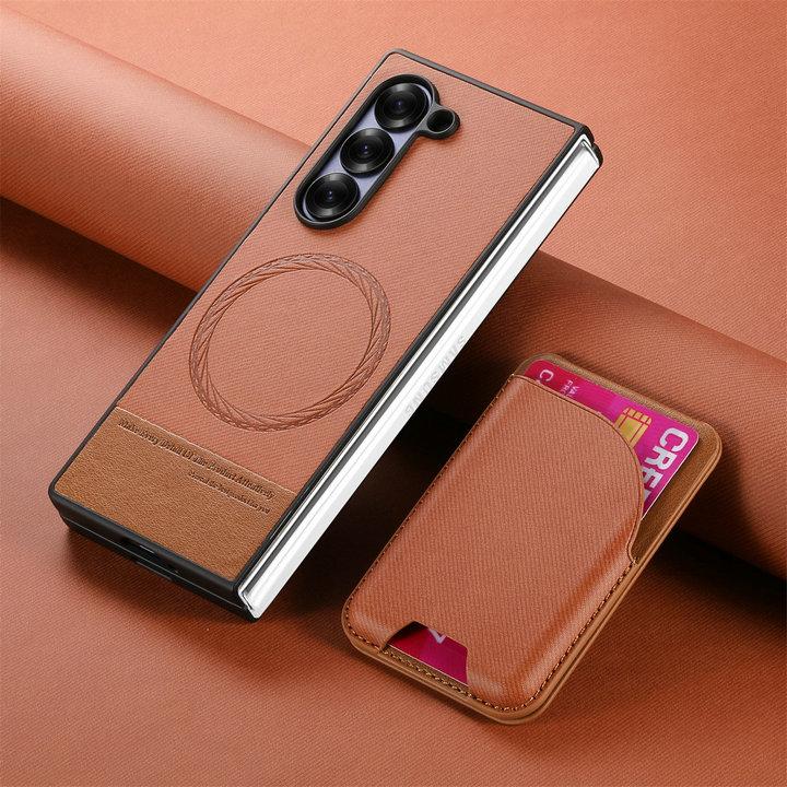 Чехол-книжка 2-в-1 с магнитной сумкой для карт, кожаная обложка для Samsung Z Fold 7 Fold6 Fold5 Fold4 Fold3, противоударный матовый чехол с Magsafe, Funda