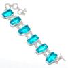 Blue Topaz Gemstone 925 Sterling Silver Bracelet 7-8"