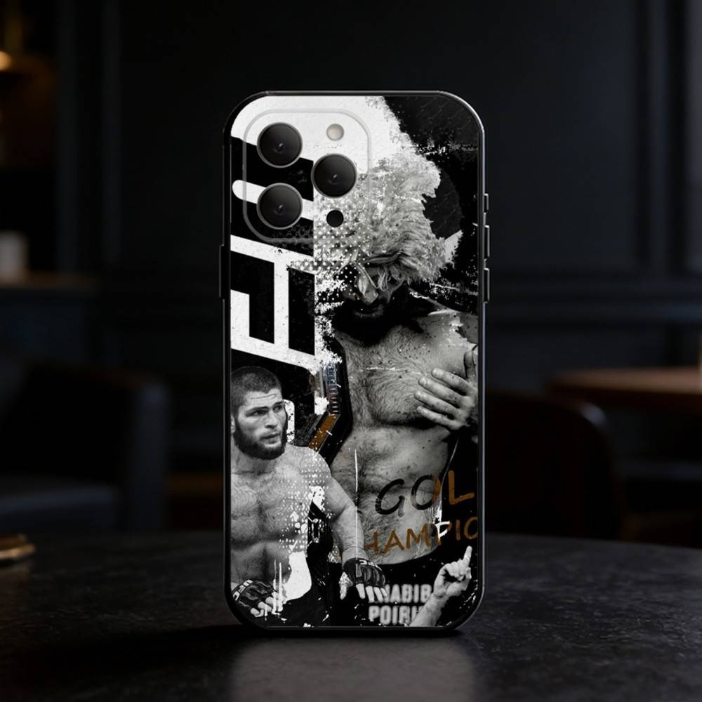 P4P Ислам М-Махачев Чехол для телефона для iPhone 17,16,15,14,13,12,11 Plus,Pro,Max,Mini Силиконовый черный Мягкий чехол