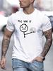 Funny Stick Figure And Brain Graphic Print Men's Creative Top, Casual Short Sleeve Crew Neck T-shirt