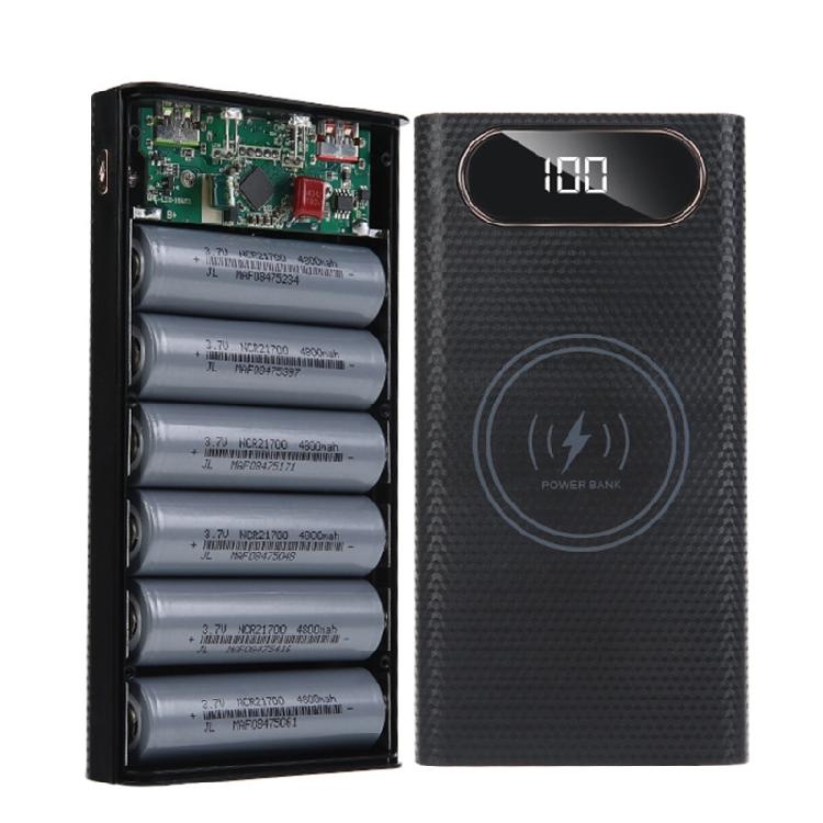 Съемный 5 Вт 10 Вт 22,5 В QC3.0 ЖК 6x21700 Аккумулятор для Корпуса Power Bank для Корпуса