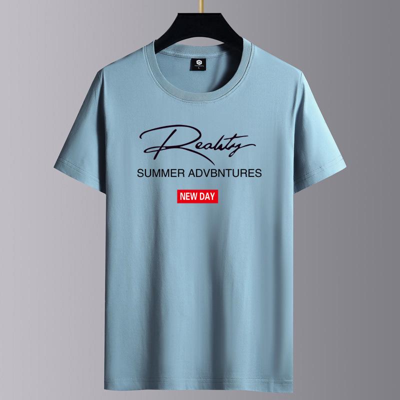 Мужская модная повседневная футболка свободного кроя с круглым вырезом и коротким рукавом