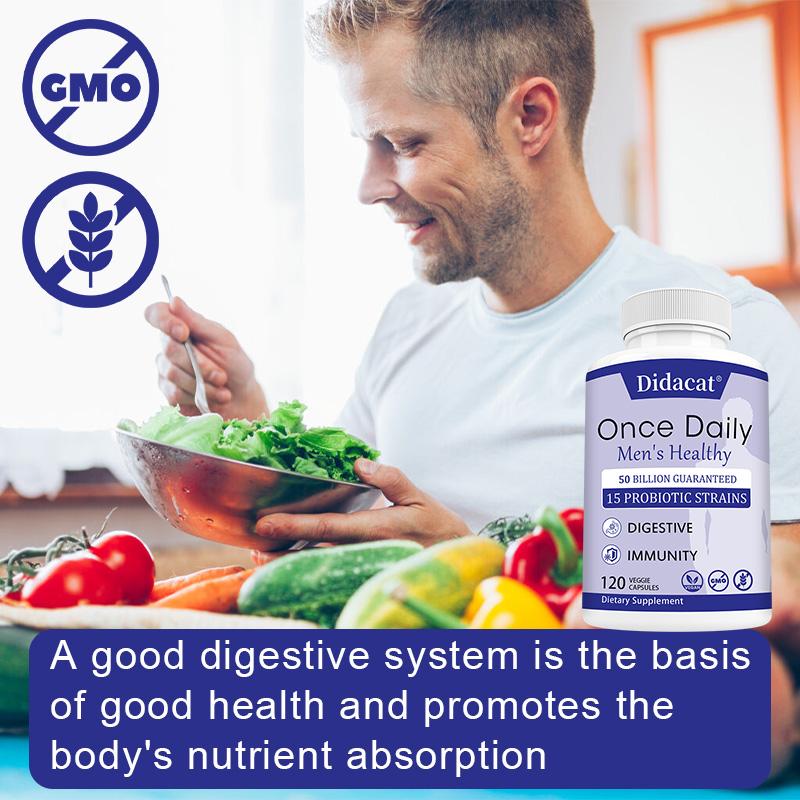 Men'S Daily Probiotic Blend Dietary Supplement, 120 Veggie Capsules Per Bottle