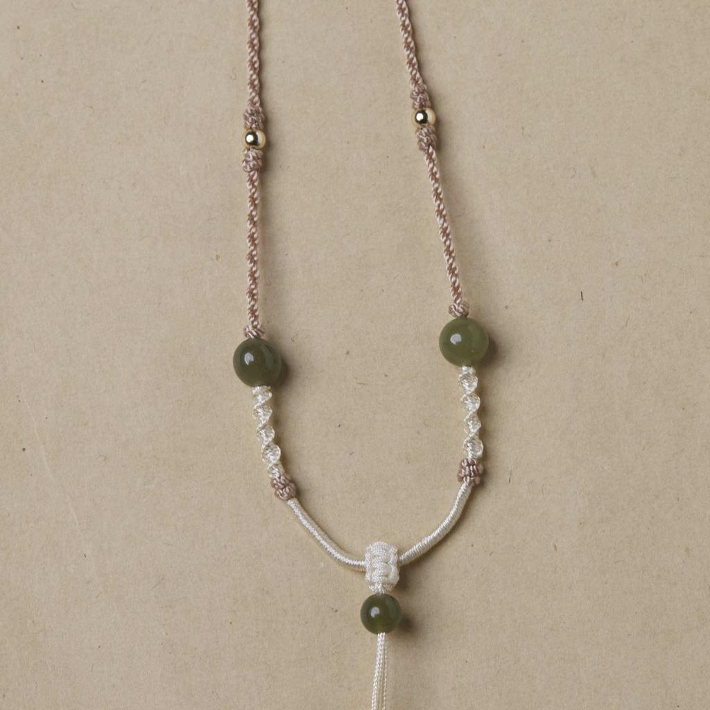 Handcrafted Adjustable Eight-Strand Braided Hetian Jade Necklace Rope