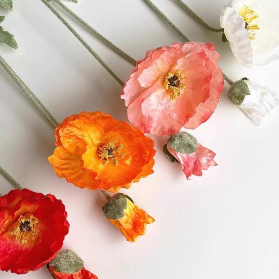 41,34 дюйма Искусственные цветы мака-самосейки с длинным стеблем Реалистичные поддельные полевые маки для напольной вазы Домашний декор для помещений Свадебное мероприятие