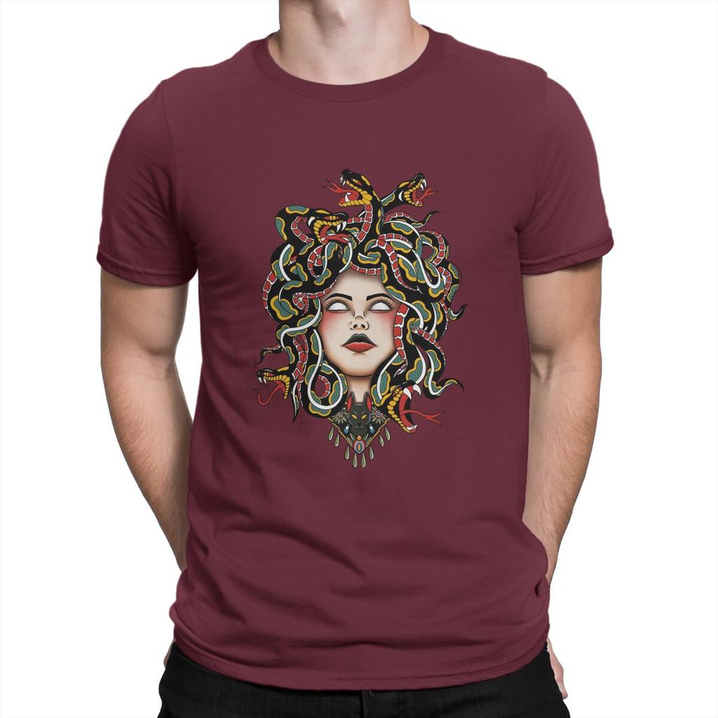 Medusa Old School Fitted Scoop Men T Shirts Medusa Funny Tees Short Sleeve O Neck T-Shirt Cotton Gift Idea Tops