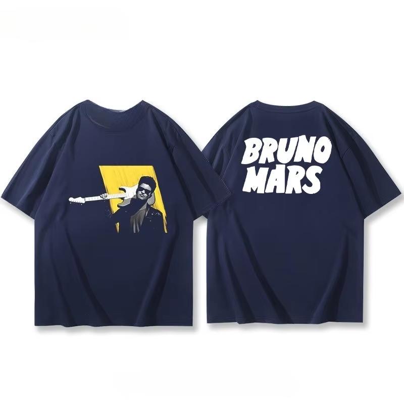 2026 SpringSummer Bruno Mars Tshirt with Street pure cotton Print Streetwear Fashion Luxury Casual Vintage Short Sleeve top