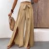 Женские новые свободные брюки с широкими штанинами, летние модные повседневные брюки с высокой талией и широкими штанинами