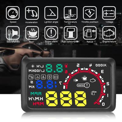 Интеллектуальная автомобильная система Hud W02 Проекционный дисплей Бортовой компьютер OBD Интеллектуальный измеритель скорости Напряжение Расход топлива Проекция на стекло