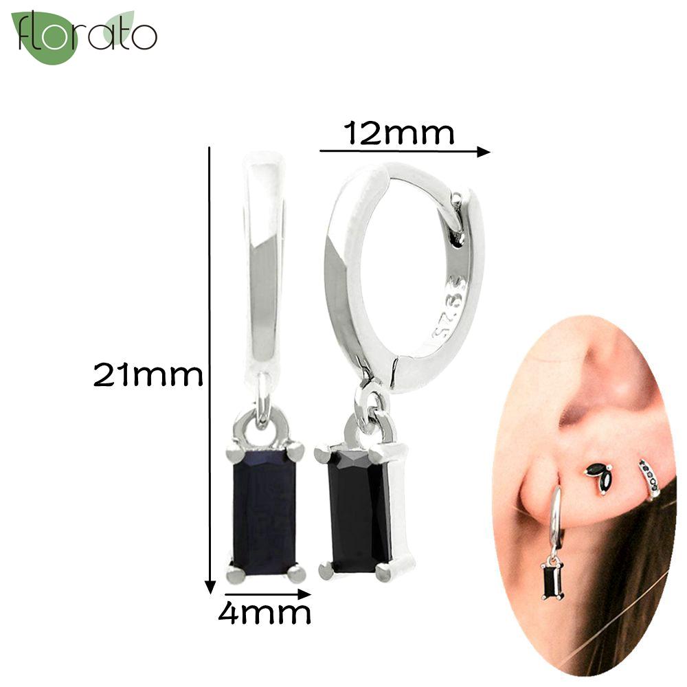 Серьги-подвески из серебра 925 пробы, модные, с черным цирконом, новые, маленькие круглые/крестообразные кольца для женщин, пирсинг, ювелирные изделия