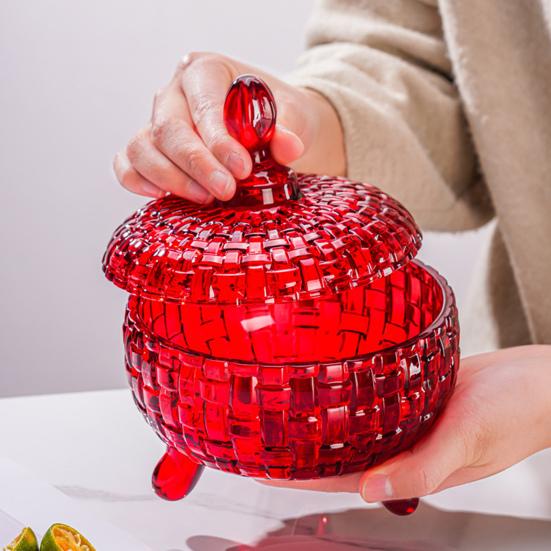 Большая стеклянная конфетница с крышкой, расписанная вручную, красочная банка для конфет, декоративная шкатулка для драгоценностей, контейнер для печенья для свадебного буфета, для печенья, орехов, шоколада