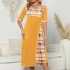 Ladies Casual Printed Long Dress Pullover Sling Irregular Hem Dress