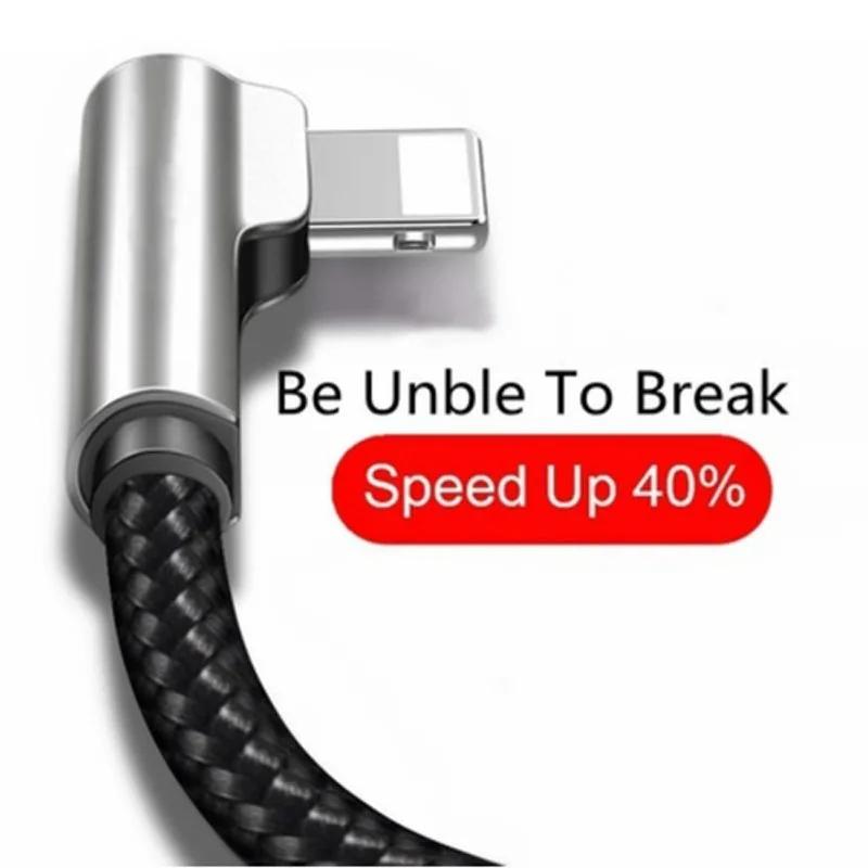 Новый USB-кабель с реверсивным разъемом, 90-градусный, для быстрой зарядки устройств Android или iOS