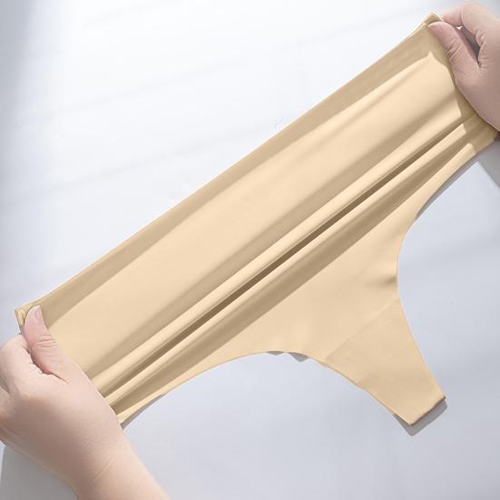 Женские бесшовные стринги с высокой талией, корректирующие, однотонные, дышащие, трусики-шортики для живота, эластичные, женские, из ледяного шелка, слипы