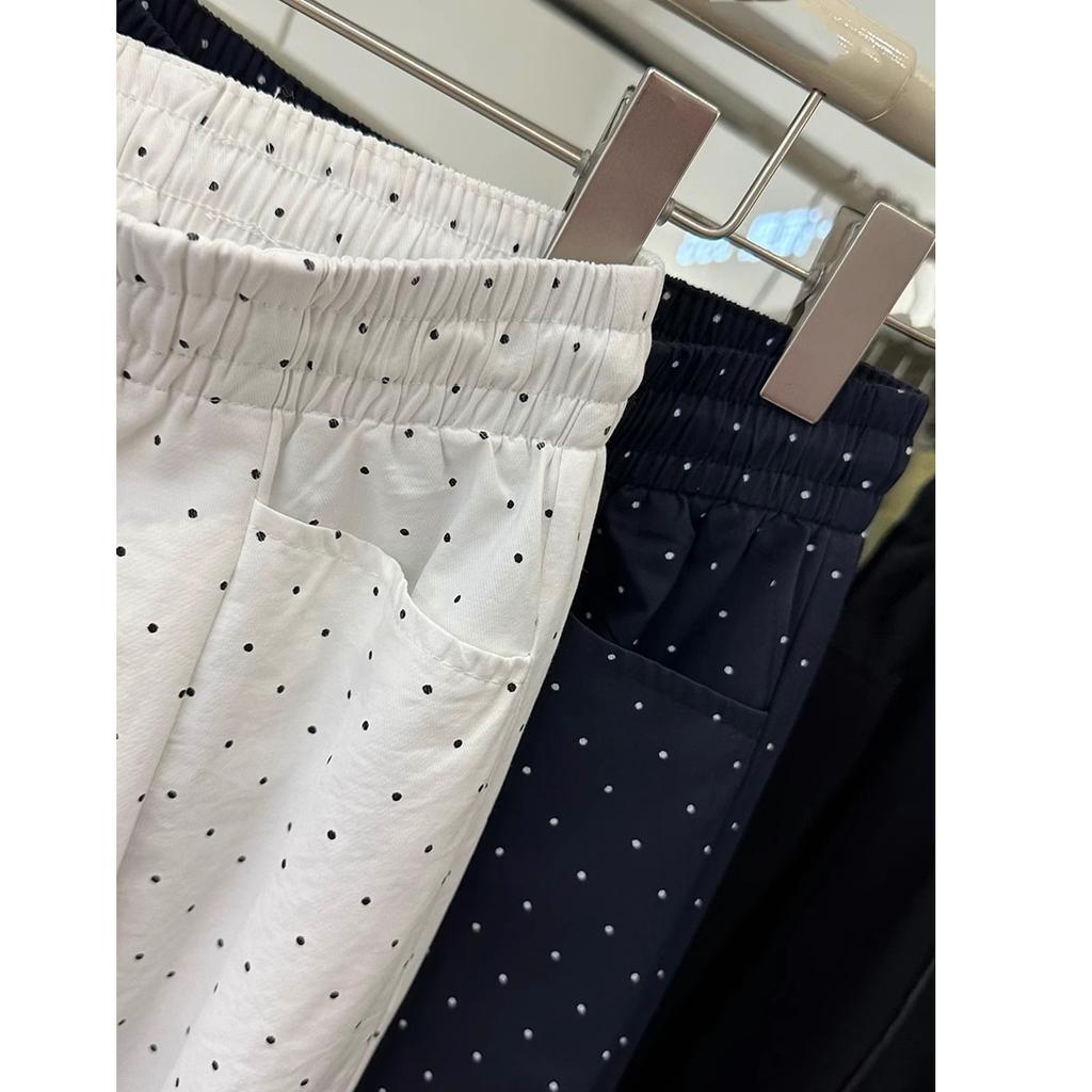 [Большой размер] (M-XL) Широкие брюки в горошек женские весенне-летние тонкие с высокой талией узкие повседневные брюки прямые брюки