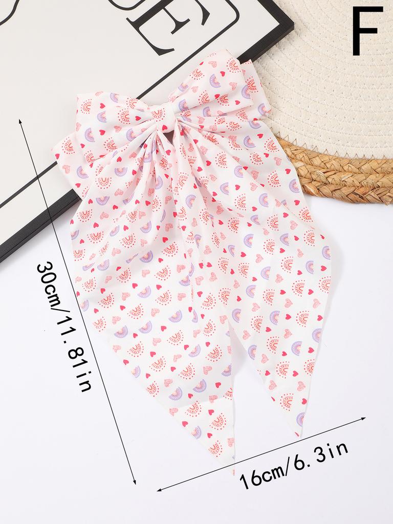 Valentine's Day Sweet Korean Women Bow Ribbon Hair Clip Spring Clip Double Layers Bowknot