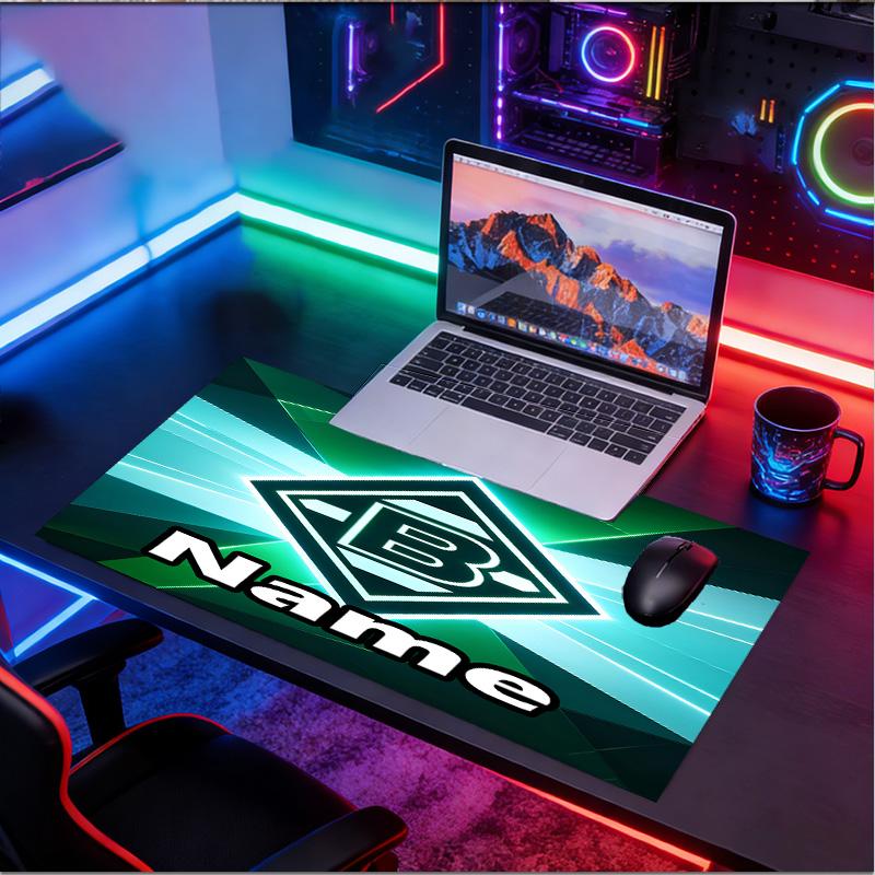Custom Name Personalized Borussia Monchengladbach Pattern Mousepad, Laptop PC Desk Mat, Decorative Desk Mat for Home Keyboard Pad Gift