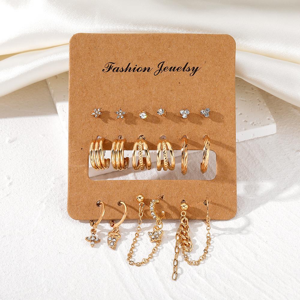 Набор из 18 предметов, студенческие аксессуары, подарочный комплект серег с бриллиантами Deluxe, трехслойные серьги для вечерние девочек, набор милых сережек с кисточками и полыми бабочками