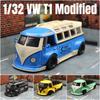 1/32 масштаб T1 микроавтобус Samba JDP модифицированная игрушечная машинка для детей литая миниатюрная модель со звуком и светом коллекция подарок для мальчиков
