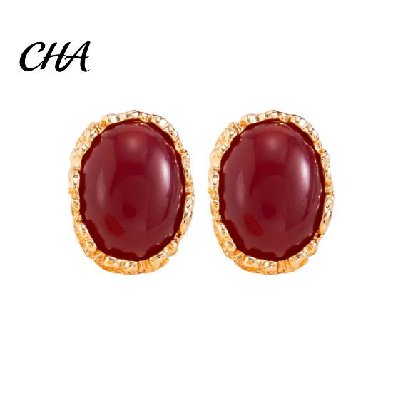 Statement Earrings for Evening Parties 1 Pair Vintage Oval Stud Women, Retro Exquisite Jewelry Holiday Gifting Gemstone Earrings, Gold Frame