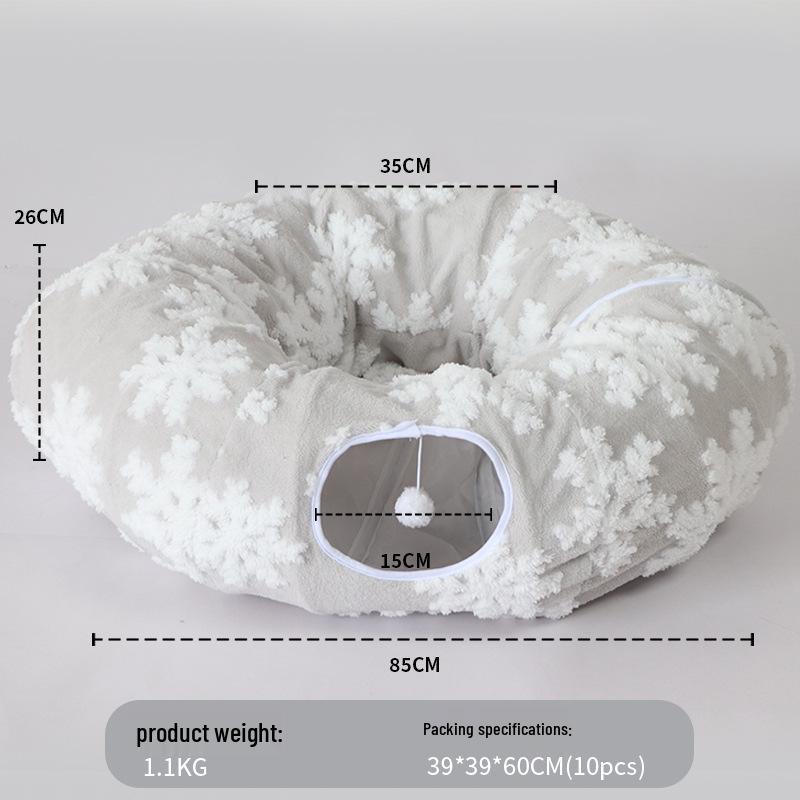 Plush Warm Cat Tunnel Nest with Removable Pad - Indoor Pet Bed