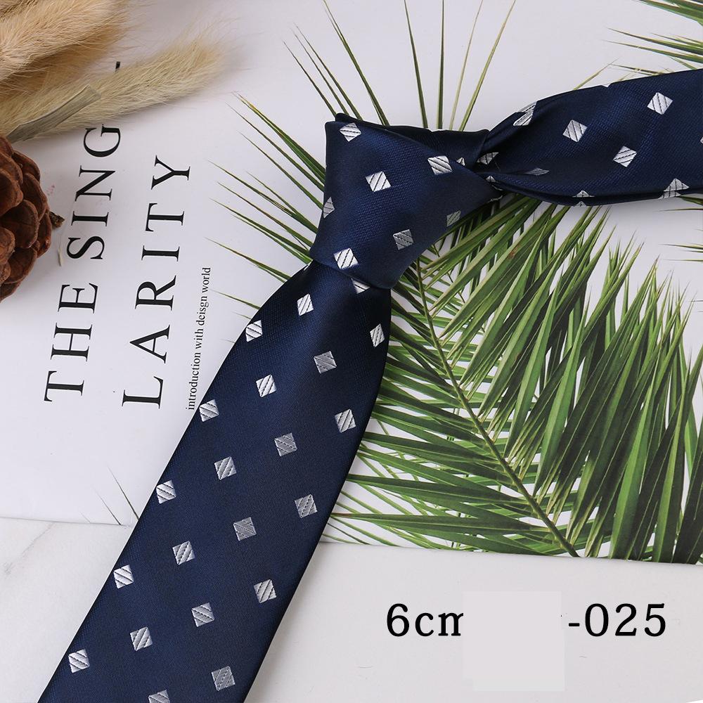 Men's Trend Business Casual Narrow 6cm Polyester Jacquard Tie Solid Color Striped Tie