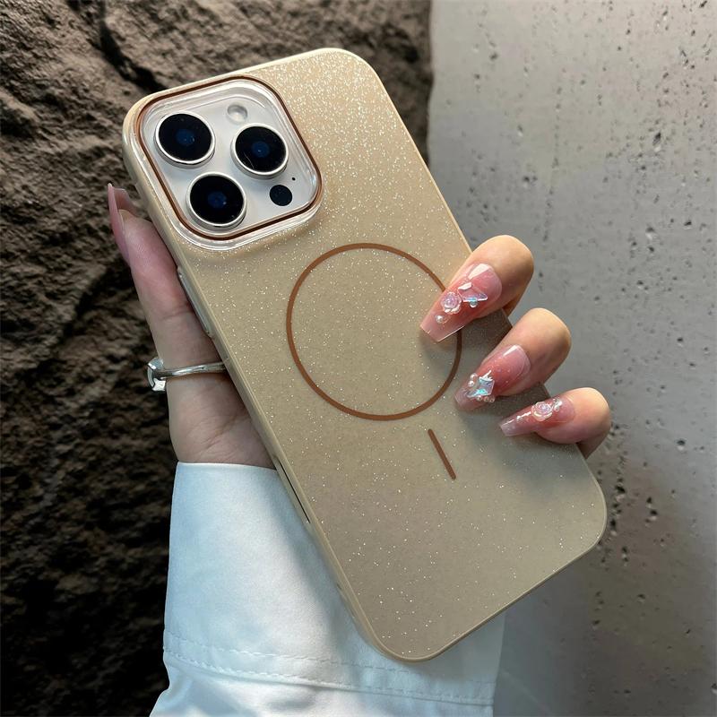 Luxury Bling Glitter For Magsafe Magnetic Case For iPhone 16 15 14 Plus 13 12 11 Pro Max Wireless Charging Shockproof IMD Cover