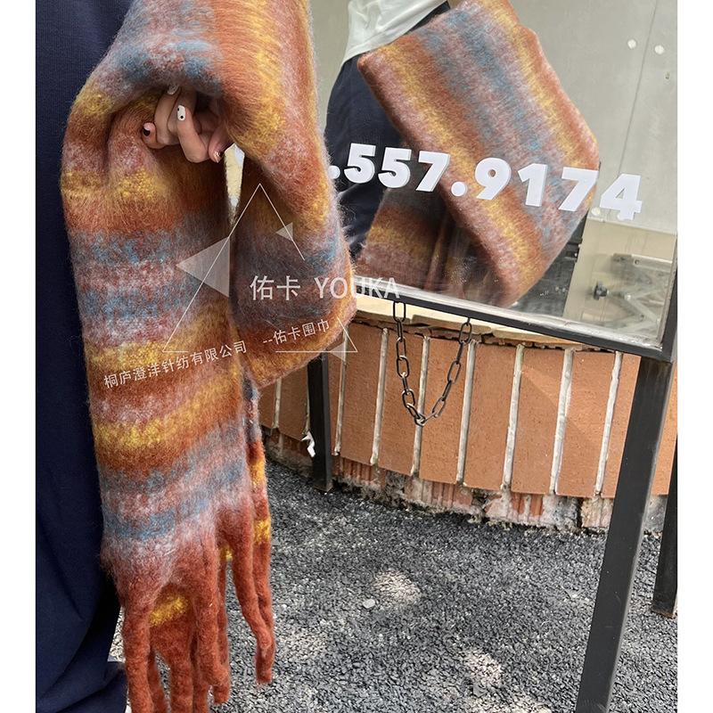 New Simple and High-end Scarf Thickened Warm Fringed Plush Shawl Autumn and Winter Versatile Plaid Scarf