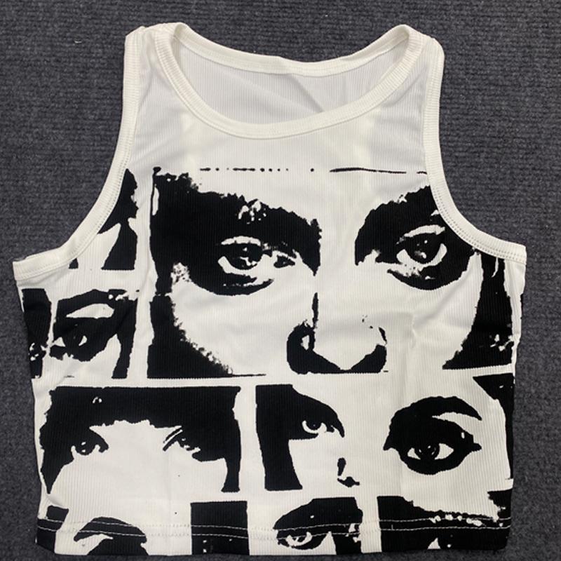 Европейская и американская готика Харадзюку Y2K ретро безрукавка майка летняя персонализированная утягивающая уличная одежда
