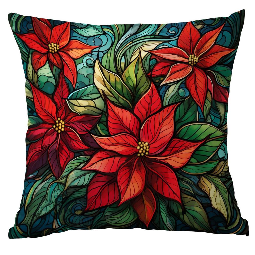 New Vintage Floral Pillowcase Creative Colored Glass Printed Home Sofa Car Cushion Pillowcase