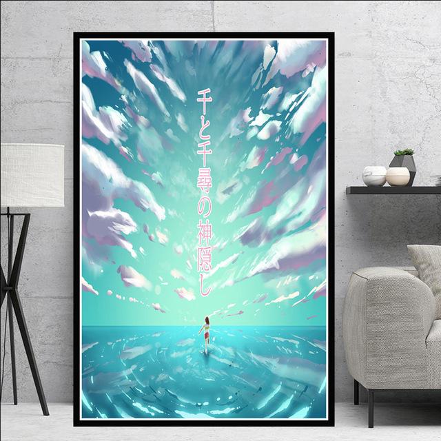 Холст с изображением в стиле аниме, вдохновленный «Унесенными призраками» Хаяо Миядзаки - Идеально для декора гостиной