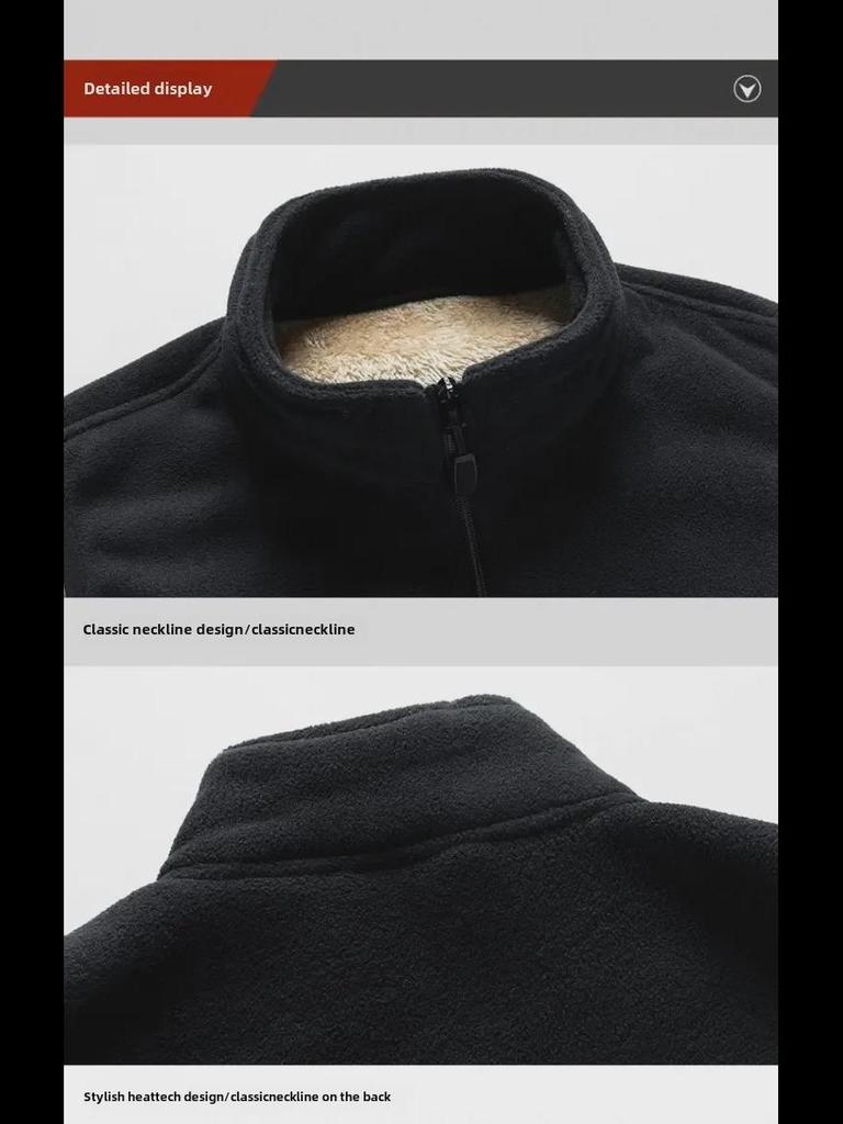 Мужской флисовый жилет с воротником-стойкой — теплый, плотный, большого размера жилет для весны и осени