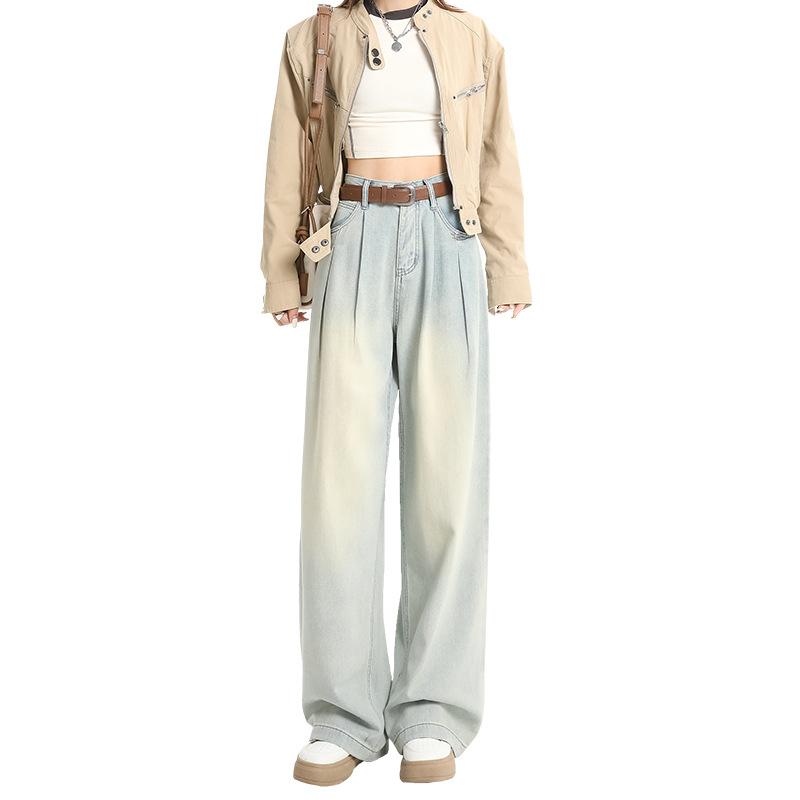 Женские джинсы Four Seasons Wear Wide Leg в стиле ретро, новый стиль, свободные, повседневные, универсальные, прямые брюки