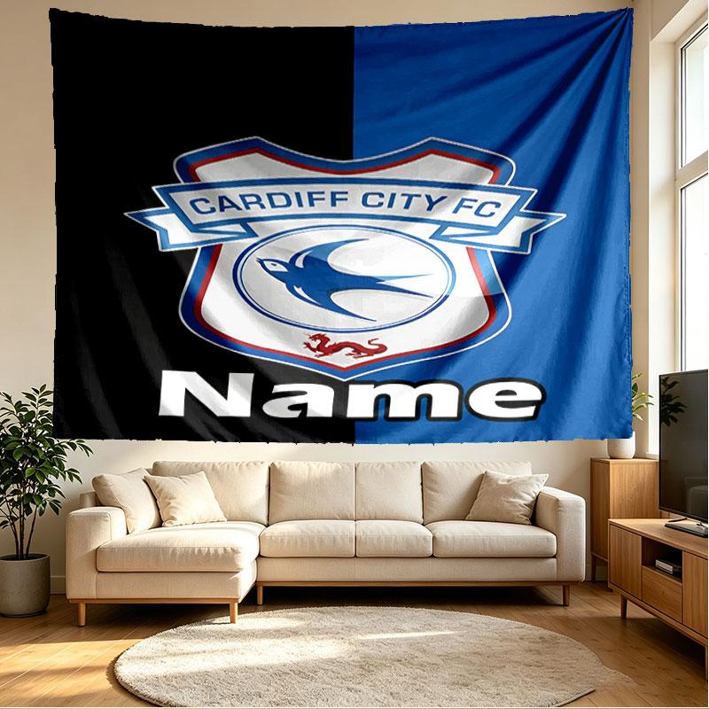 Custom Name Personalized Cardiff City FC Print Tapestry, Wall Art Decor, Bedroom, Dorm, Apartment, LivingRoom, Party Backdrop, Gift for Birthday