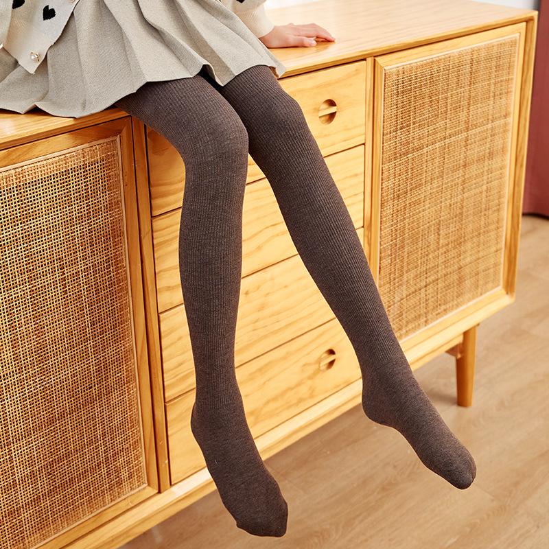 Velvet-Lined Girls' Cotton Pantyhose - Warm, Thick Leggings